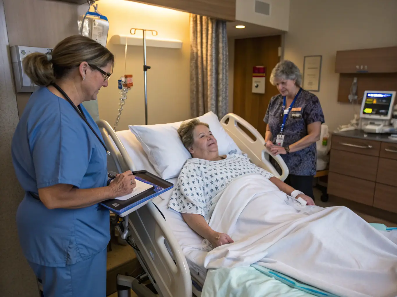An image depicting a successful knee replacement surgery with a patient in recovery, showcasing the positive outcome and improved mobility.